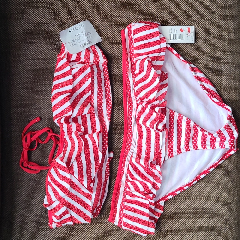 Red & white stripe Kenneth Cole Bikini Swimsuit